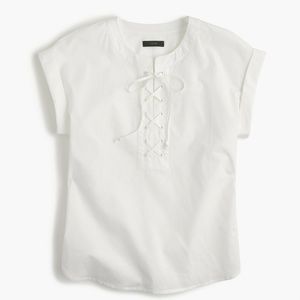 J.CREW Lace-up Popover White SZ8